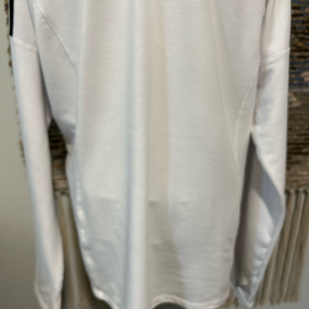 Adidas White Quarter-Zip Pullover with Black Stripes - Picture 8 of 10